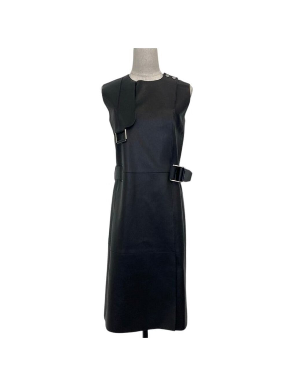 Hermes Sellier Buttons Belted Leather Dress Gilet Black Spring Summer Fall 36